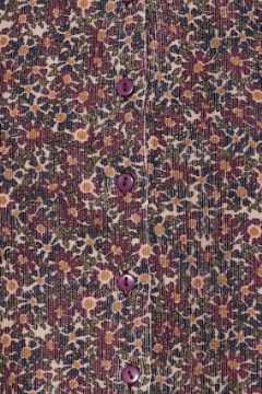 Cropped Button Vest - Floral Corduroy