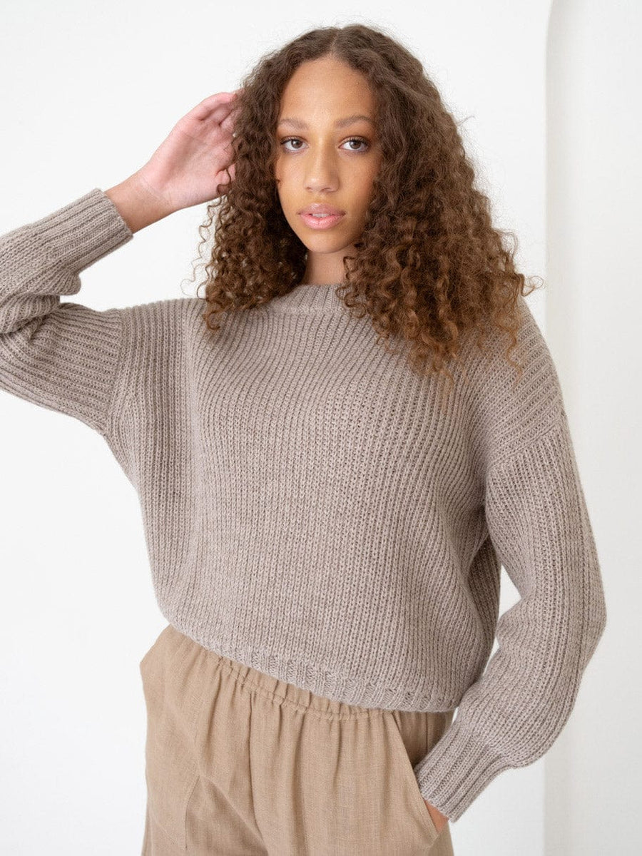 Cropped Crew Sweater - Mocha