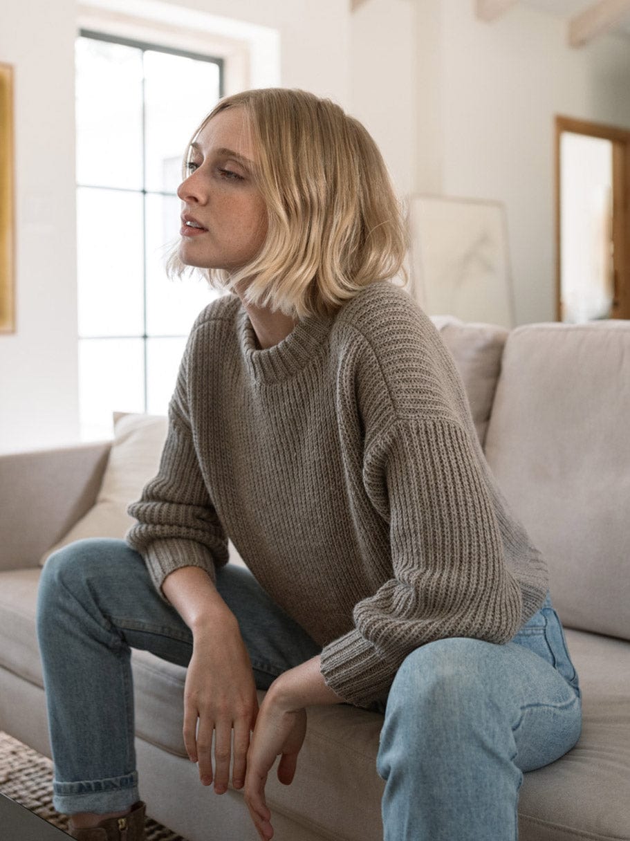 Cropped Crew Sweater - Mocha