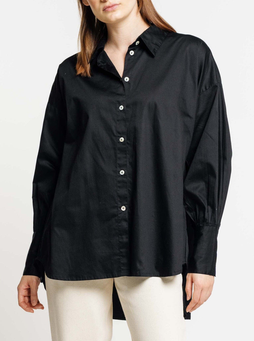 Oversized Button Up - Black - Sample - 1X/2X – LAUDE the Label