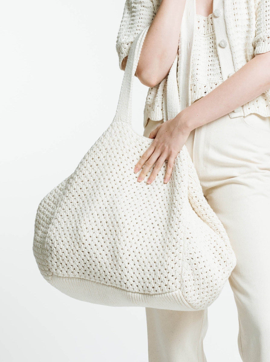 Crochet Slouchy Tote - Ivory