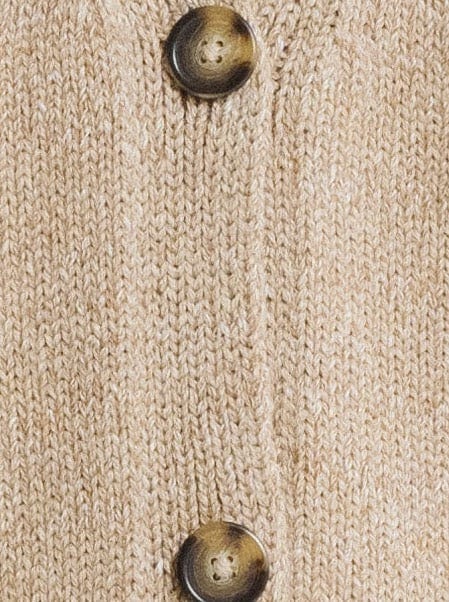 A close up of the Valley Cardigan - Caramel with buttons.